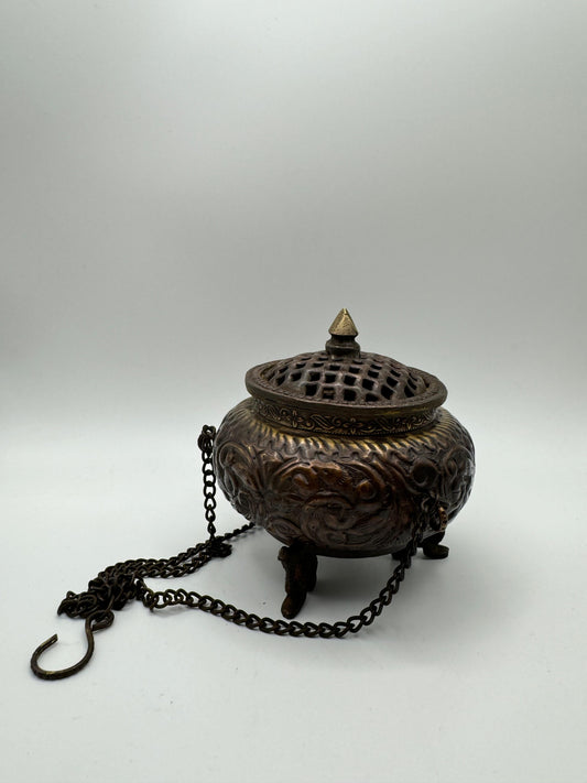 Hand Beaten Metal Incense Burner